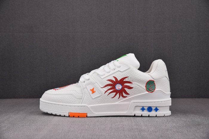 l&v x yayoi kusama trainer white print