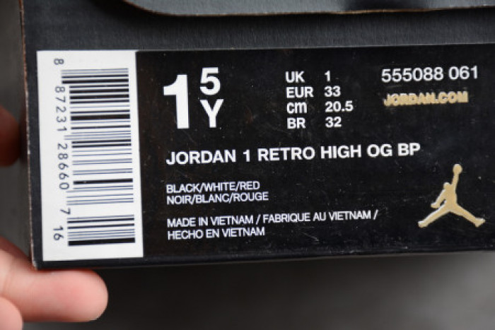 AIR JORDAN 1 BLACK WHITE GYM RED Kids-555088-061