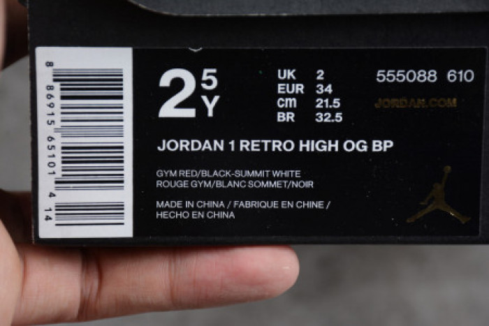 AIR JORDAN 1 RETRO HIGH BRED TOE OG Kids-555088-610